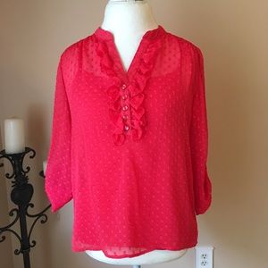 Ruffle Collar Blouse-Semi Sheer Blouse size Large